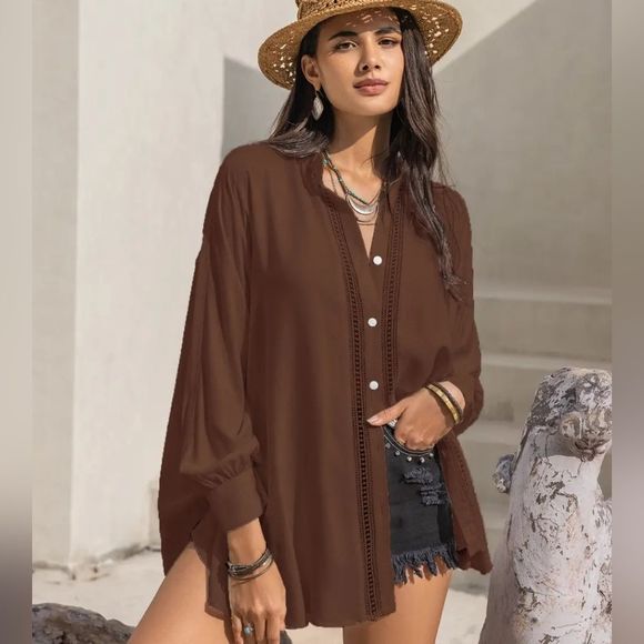 Black Lace Affair Button Shirt - Picture 7 of 8